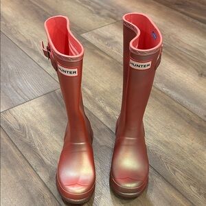 Hunter Shiny Pink Tall Boots